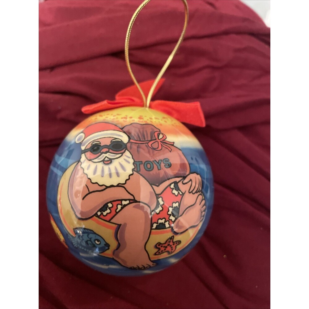 NASSAU BAHAMAS SOUVENIR CHRISTMAS ORNAMENT SEA SANTA FLOATING BEACH